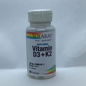Solaray Vitamin D3 75ug & K2 50ug 60 Vegetarian Capsules