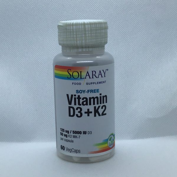 Solaray Vitamin D3 75ug & K2 50ug 60 Vegetarian Capsules