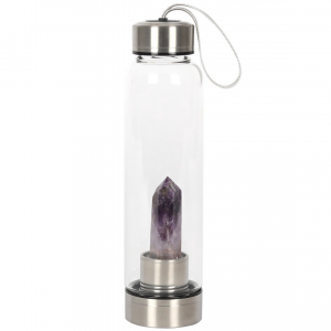 Amethyst calming glass water bottle