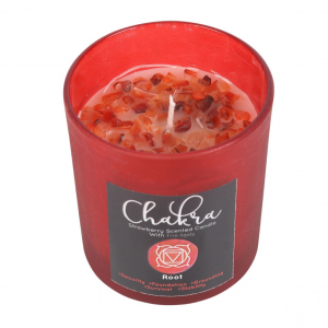 Root chakra Strawberry Crystal Chip Candle