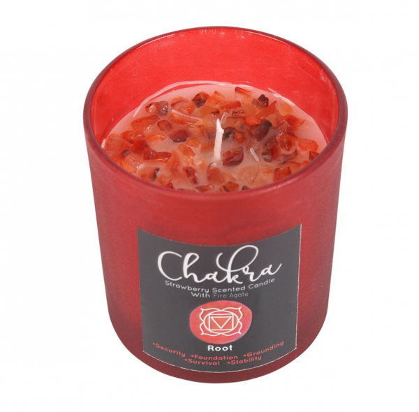 Root chakra Strawberry Crystal Chip Candle
