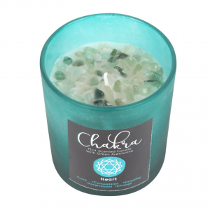 Heart Chakra Mint Crystal Chip Candle