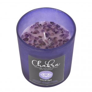 Third Eye Chakra Lavender Crystal Chip Candle