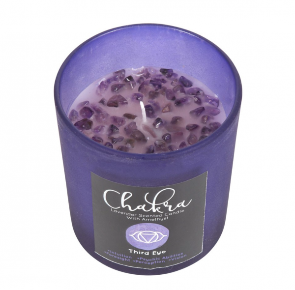 Third Eye Chakra Lavender Crystal Chip Candle