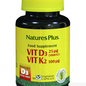 NaturesPlus Vit D3 1000IU Vit K2 100ug 90 Capsules