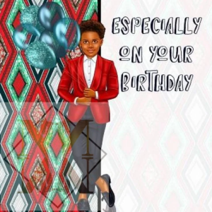 NN980 Black Prince with Balloons Birthday card
