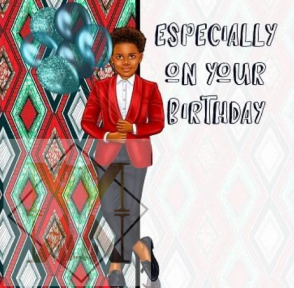 NN980 Black Prince with Balloons Birthday card