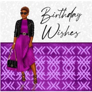 NN994 Purple Sas Black birthday card for women