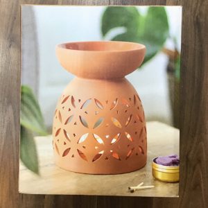 Large Geometric Terracotta Oil Burner