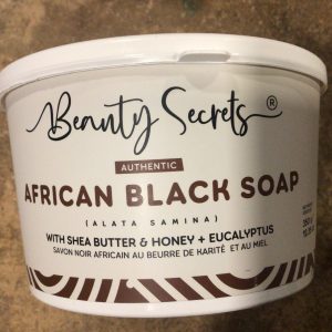 Beauty Secrets Black Soap Tub (alata Samina) with Shea Butter,Honey & Eucalyptus 350g