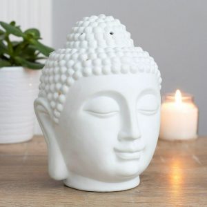 Extra Large White Thai Buddha Head Oil Burner Warmer Feng Shui XL