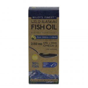 Wiley’s Finest Wild Alaskan Fish Oil Peak Omega-3 Liquid Supplement - 2300mg EPA and DHA Omega-3s - Lemon Flavor